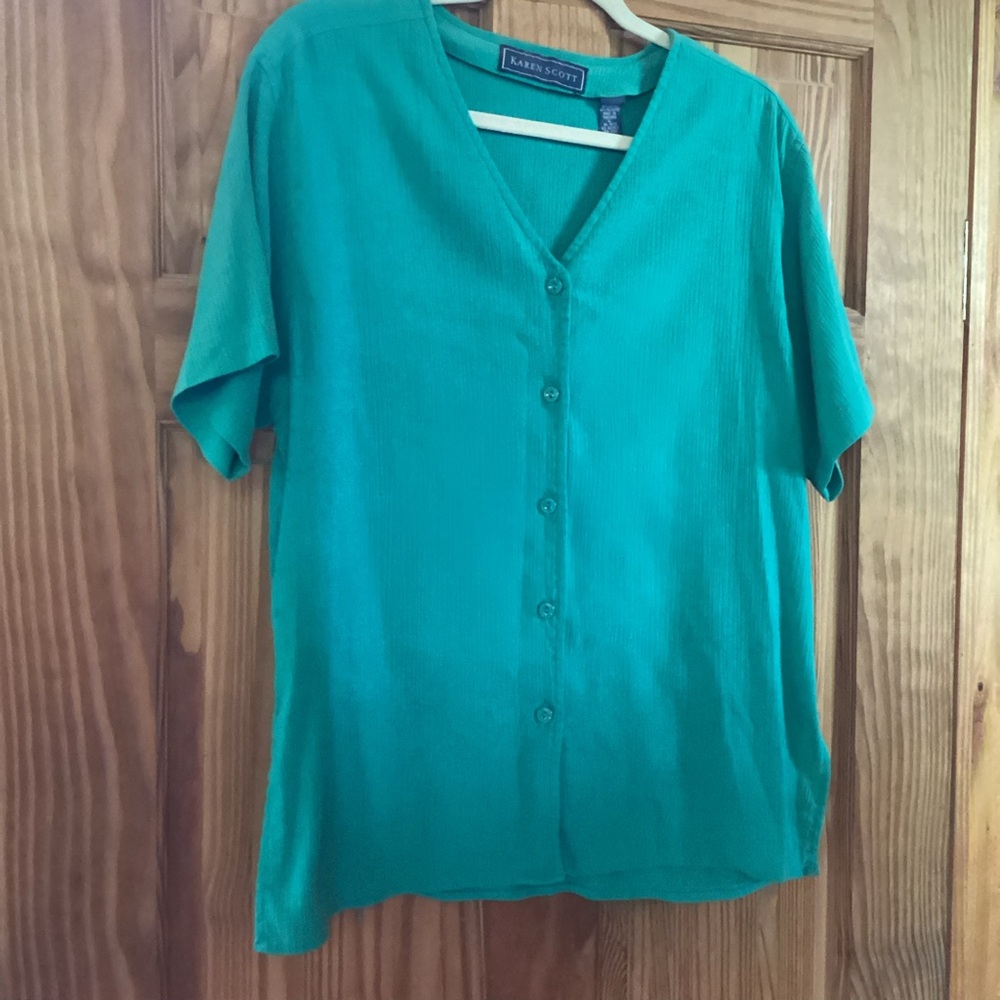Karen Scott Green Short Sleeve Shirt